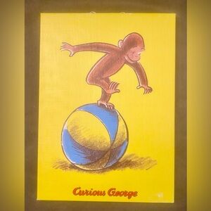 2004 Vintage Target Home Curious George “Plays on a ball” 10x14 Wall Hanging